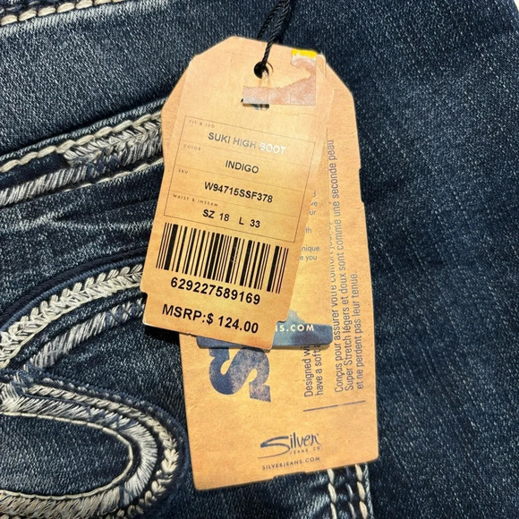 SILVER JEANS Sz 18 Suki High Boot Cut Relaxed Hip High Rise Jeans Denim NEW - Picture 10 of 16